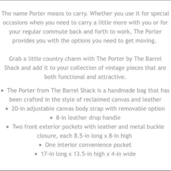 The Barrel Shack The Porter Satchel Messenger Bag - Picture 11 of 12